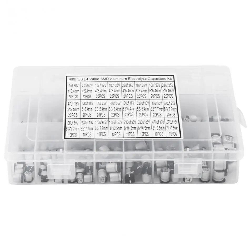 

24 specifications 400 (1uF-1000uF) SMD patch aluminum electrolytic capacitor box capacitor box kit