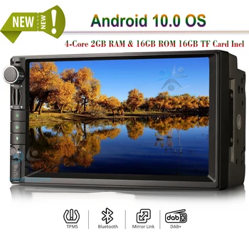 

7" Autoradio Android 10.0 2 Din DAB+ Car Stereo SatNav WiFi SWC GPS Radio OBD TPMS 4G CarPlay Bluetooth