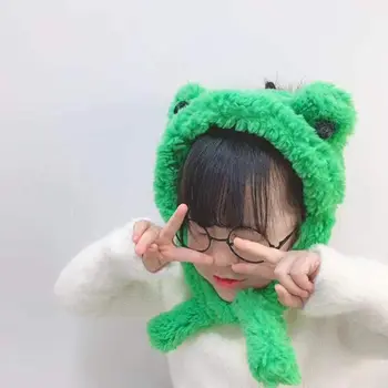 

THINKTHENDO Kids Winter Plush Earmuff Scarf with Cute Frog Eye Ears Festival Gifts
