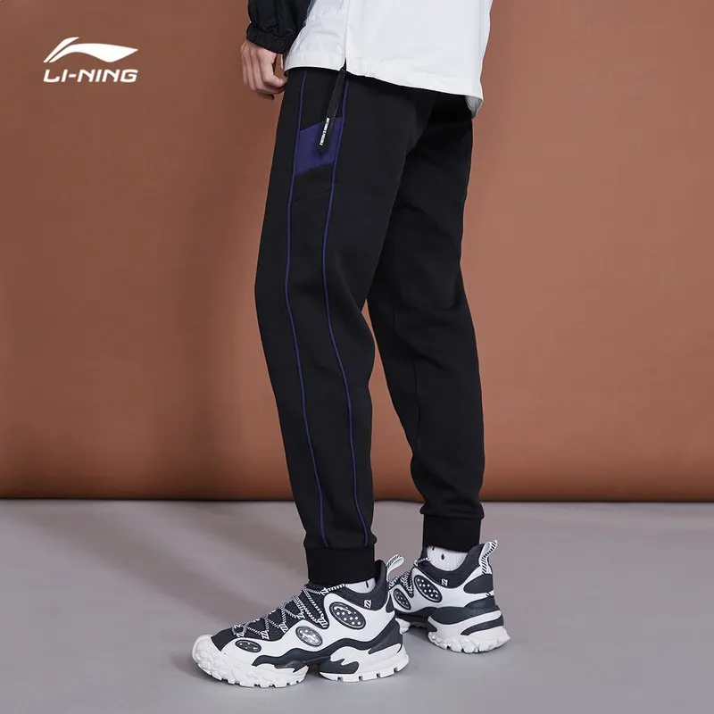 Мужские трендовые спортивные брюки Li Ning из 63% хлопка и 37% полиэстера стандартной