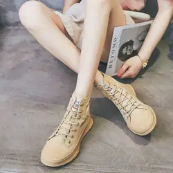 SWYIVY/парусиновая женская обувь; Ботинки martin; женская обувь; Новинка 2019 года; осенние ботильоны; женская обувь на платформе; женская обувь на