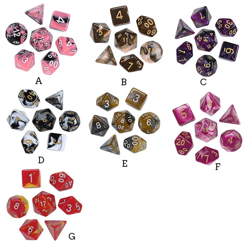 7Pcs D20 multi-faced dice sets d6 16mm poly dice resin dados poliedricos freaky dice polydice game lovers dados de rpg 30A20 (12)