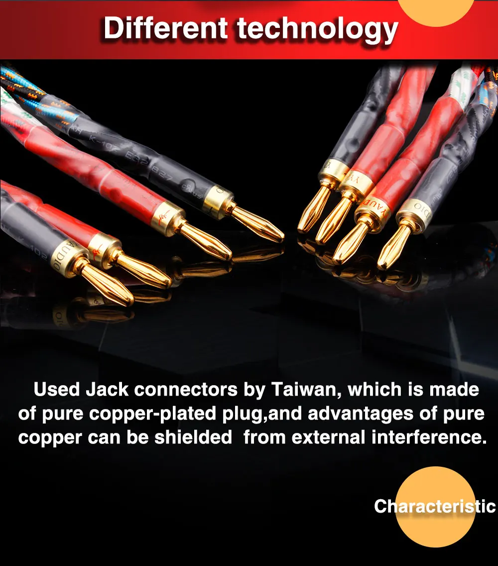 6 channel amp 4 to 4 Banana Speaker Cable Hifi Audio Cable High End Audio Amplifier One Pair Copper Jack Ofc Speaker Cable Banana Plug Cable signal amplifier
