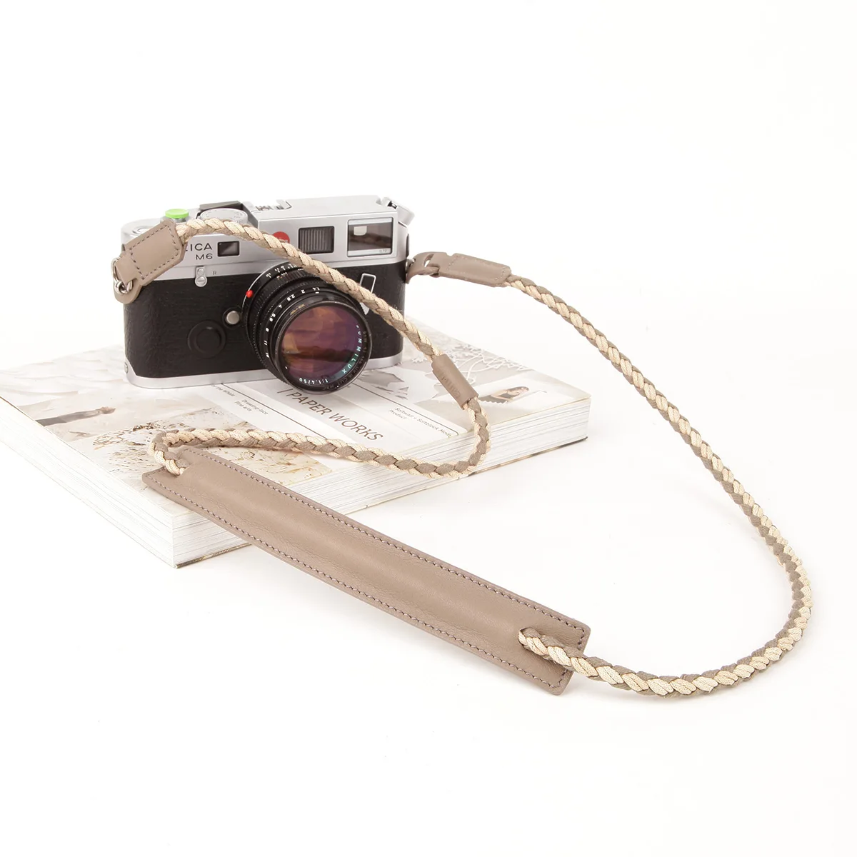 DOROM Vintage Handmade Cotton Leather Camera Neck Strap for Leica Nikon Fuji Pentax Canon Panasonic Sony Long Silver 