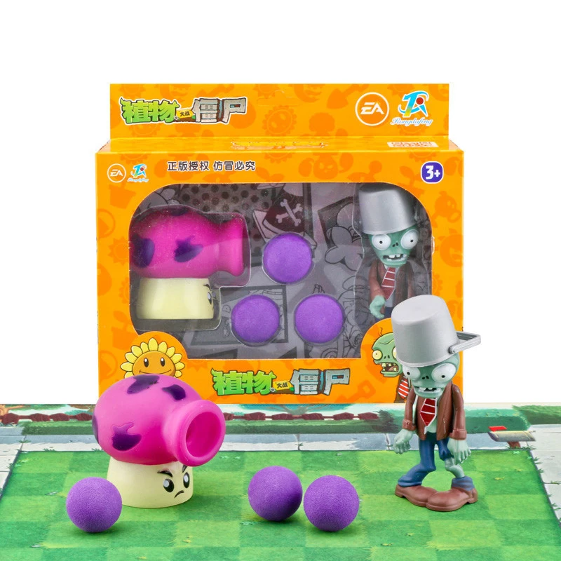 Фигурка Растения против Зомби 2 шт./лот игрушка PVZ дыма-шroom ведро зомби стреляющая