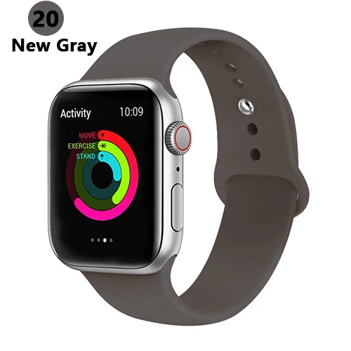 NEW gray 20 Ремешок для apple watch, ремешок для apple watch 5, 4, 3, iwatch, ремешок 42 мм, 44 мм, 38 мм, 40 мм, браслет Correa, силиконовый ремешок для часов, ремень, аксессуары - Цвет ремешка: NEW gray 20
