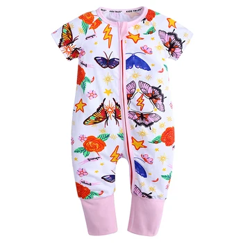 

Summer Newborn Baby Clothes Overalls Baby Girls Boys Jumpsuit Cartoon Stripe Romper Outfits Costume Cotton Butterfly Rose Print