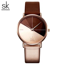 Shengke las mujeres Relojes de Cuero de moda reloj de pulsera reloj de señoras Vintage Irregular reloj Mujer Bayan Kol Saati Montre Feminino