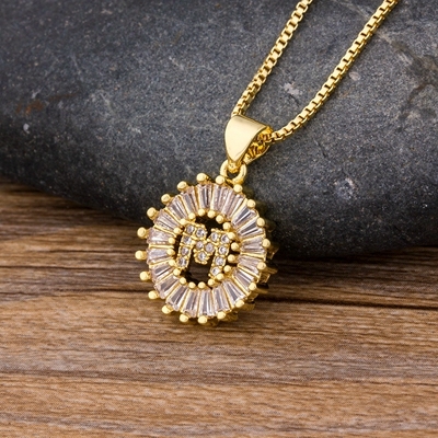 Sale Women Girls Initial Letter Necklace 26 Letters Charm Gold Name Necklace Pendant Top Quality Copper Zircon Jewelry Gift
