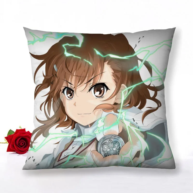 

A Certain Scientific Railgun Pillowcase Home Decoration Satin Fabric Square Pillowcase 40x40cm 45x45cm Bedroom Pillow Cover 1.15