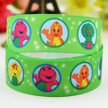 

22mm 25mm 38mm 75mm Ruban satin Barney Cartoon printed Grosgrain Ribbon Hair Accessories party decoration 10 Yards X-01860