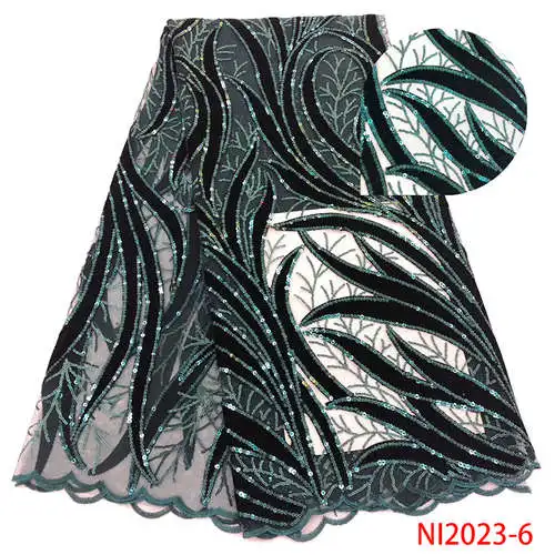High Quality Velvet Lace Fabrics with Sequins Purple Sequins Lace Fabric French Tulle Mesh Lace for Wedding Party Dress NI2023 - Цвет: NI2023-6