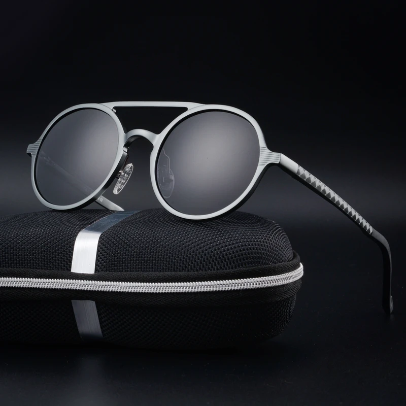 Vintage Aluminum Magnaseum HD Polarized Sunglasses for men Punk Round ...