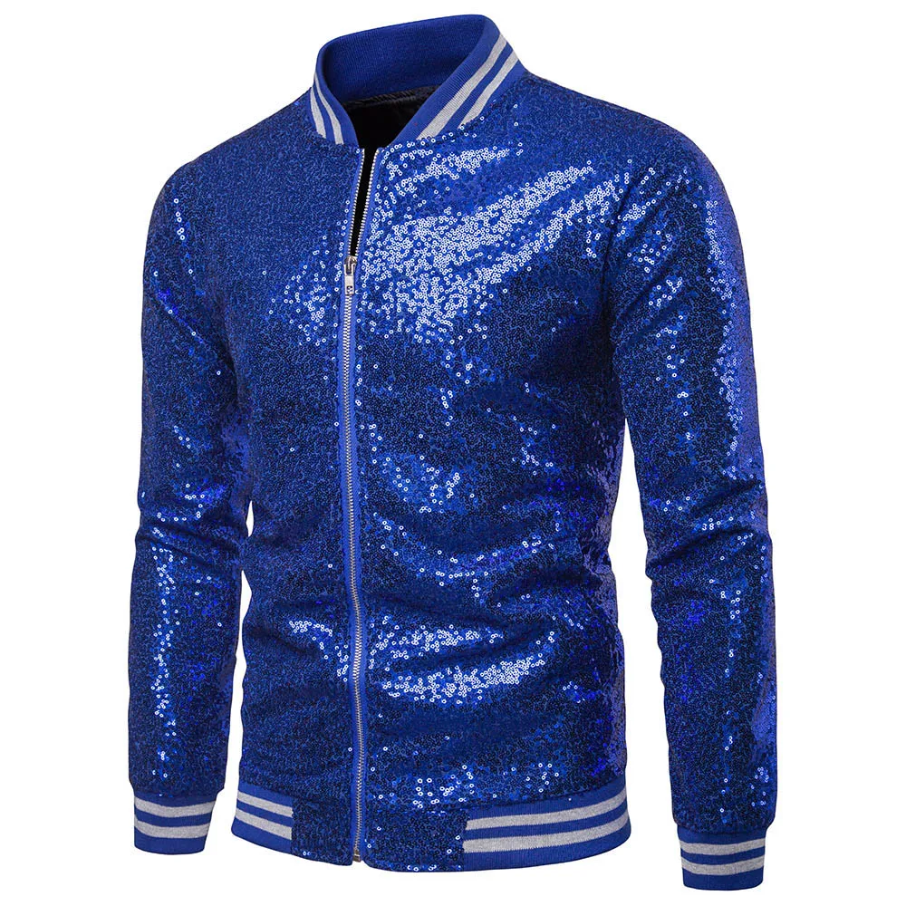 Men Shiny Blazers Gold Sequin Glitter Suit Jackets Male Nightclub Zipper Suit Blazer DJ Stage Blazers mens blazer