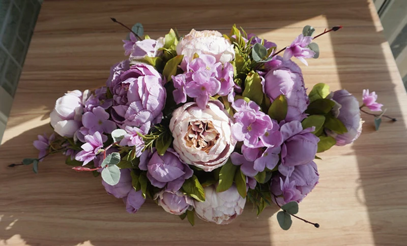 Искусственные цветы для свадьбы DIY Декор стол Пион цветок бегун искусственный ряд цветов Подиум букет вечерние украшения дома