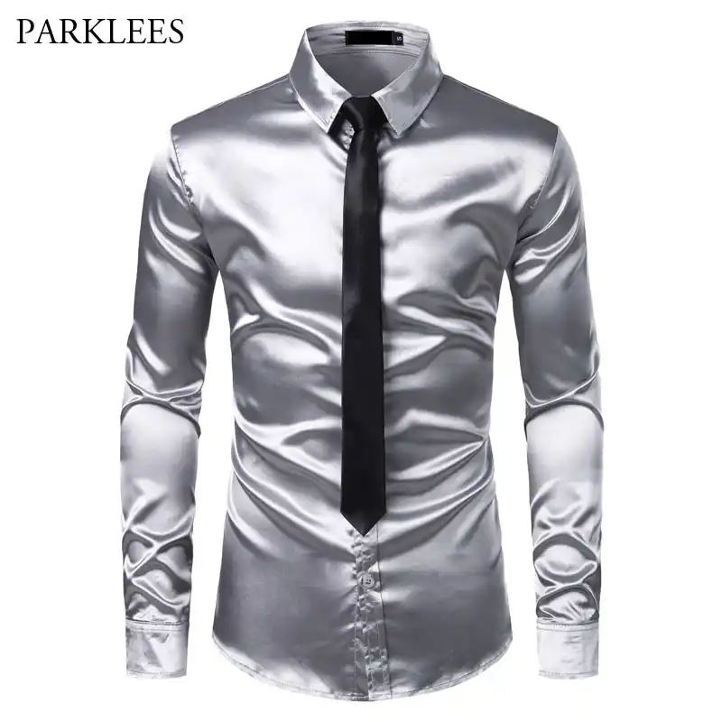 silver dress shirt