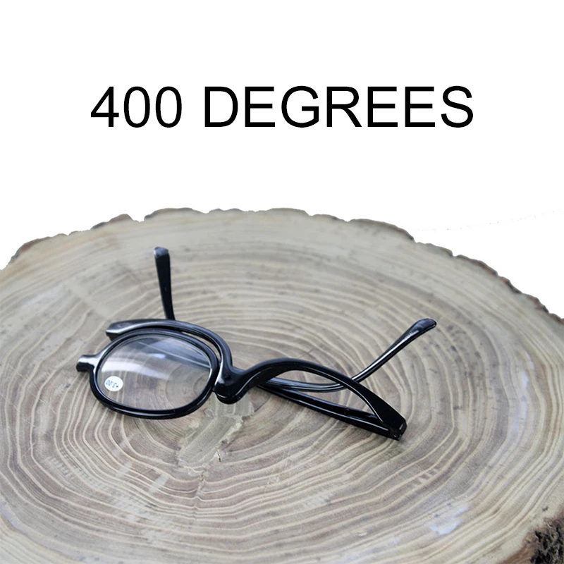 400 degrees black AOZBZ вращающийся макияж очки для чтения складные очки Косметика общие+ 1,0+ 1,5+ 2,0+ 2,5+ 3,0+ 3,5+ 4,0+ увеличительные очки - Цвет: 400 degrees black