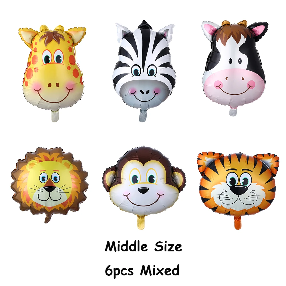 6 шт. воздушные шары для сафари вечеринки животные джунгли зоосад фольга