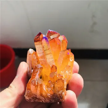 

100-110g yellow quartz crystal titanium bismuth silicon cluster rainbow