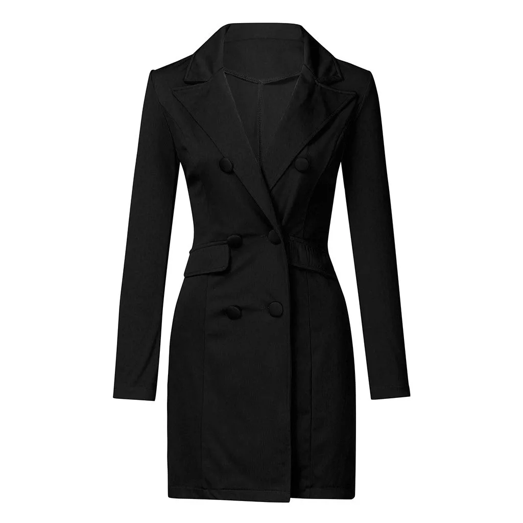 Двубортный короткий пиджак с пуговицами спереди, женский пиджак в стиле милитари, черный пиджак с длинным рукавом, Chaqueta Mujer, блейзер Feminino