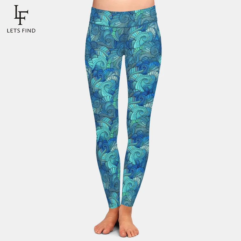 LETSFIND-mallas deportivas de talla grande para mujer, pantalón entero súper suave con estampado de seda de leche, cintura alta, elástico, cómodo