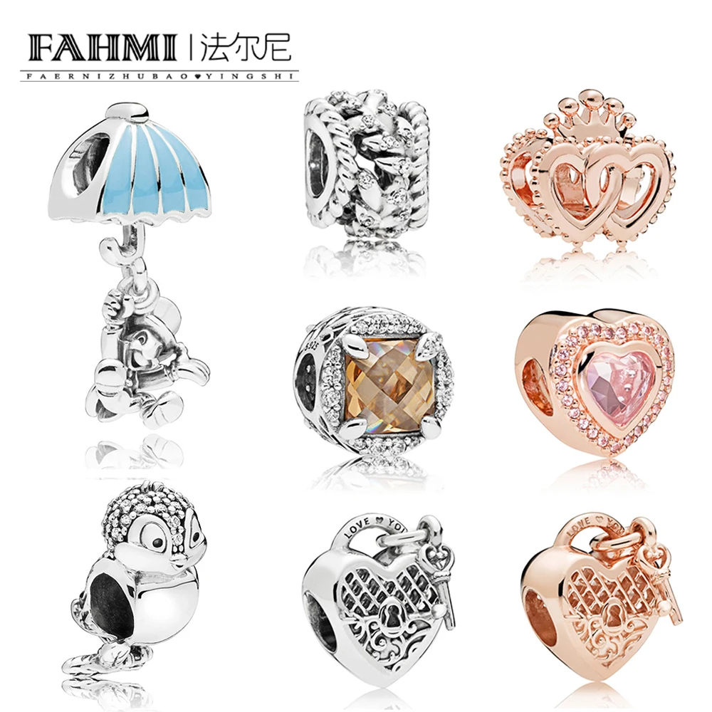 

2019 100% 925 Sterling Silver Parachute CRICKET BIRD CHARM LOVE YOU LOCK CHARM ROSE INTERLOCKED CROWNED HEARTS CHARM HEARTBeads