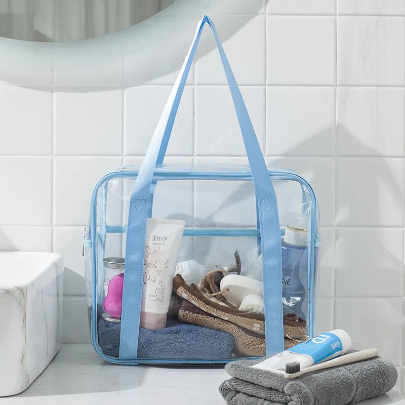 

Large Capacity PVC Travel Cosmetic Washing Bags Waterproof Clear Shoulder Beach Bag High Quality PVC Crossbody Swimming Bag