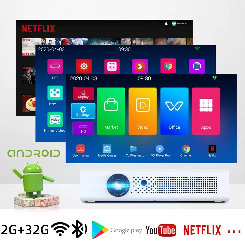 BYINTEK R19 300 дюймов Full HD 1080P 3D 4K Смарт Wifi Android игра LED DLP лазерный портативный мини