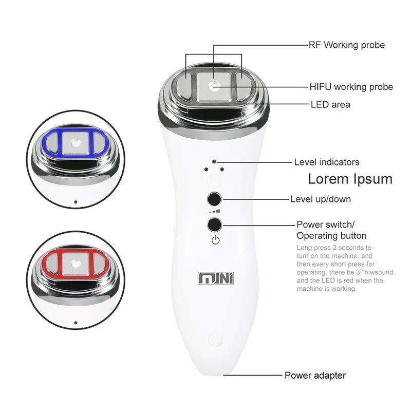 Ultrasonic Bipolar RF Radio Frequency Machine Face Lifting Skin Rejuveantion Massager Mini Hifu Anti Wrinkle Tightening Device