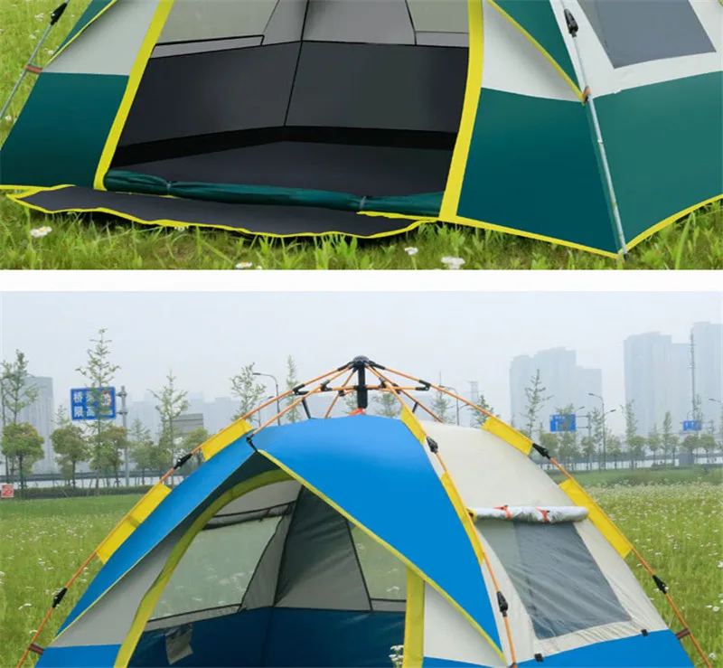 Автоматический быстрооткрывающийся кемпинговый тент от RU, пляжный тент, палатка для 4 человек, Мгновенный Всплывающий Открытый Анти-УФ-брезентовые палатки, открытый солнцезащитный навес