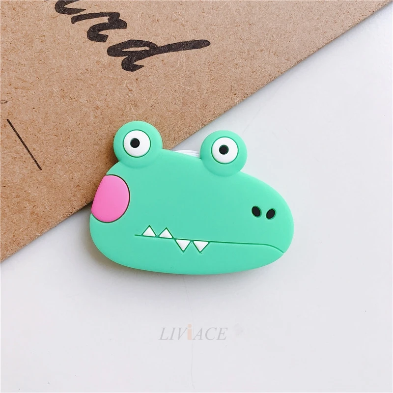 green crocodile Милый силиконовый чехол-держатель для мобильного телефона с 3D рисунком для iphone x xs 11 pro max 5 5S 6 8 7 - Цвет: green crocodile