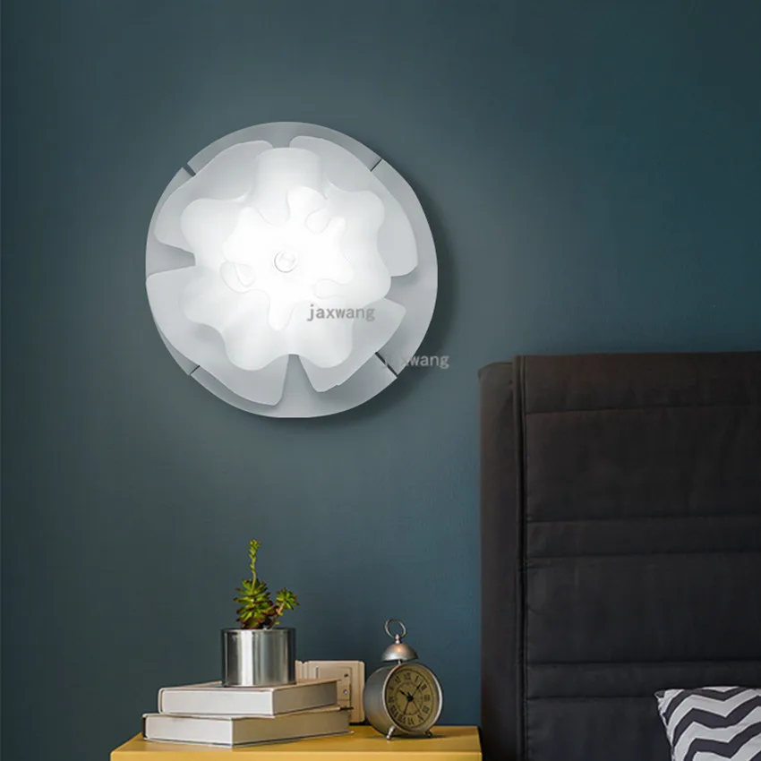 Nordic LED Beside Bedroom PVC Wall Lamps Modern Flower Wall Light Sconces Creative Girl Wall Lamp Living Room Light Fixtures