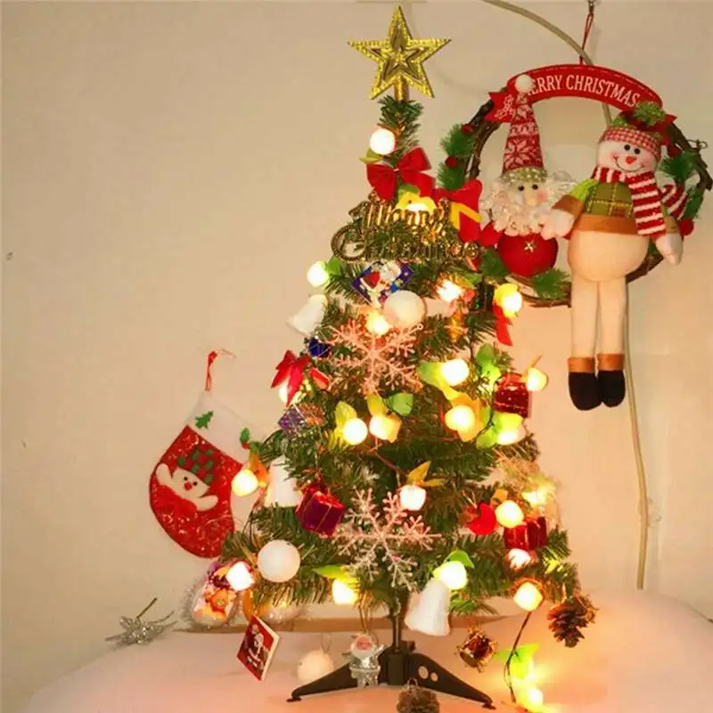 Mini Christmas Tree Holiday Party Birthday Table Desk Artificial Decor 30/45/60cm High Tree X-mas Ornaments Kids Festival Gift