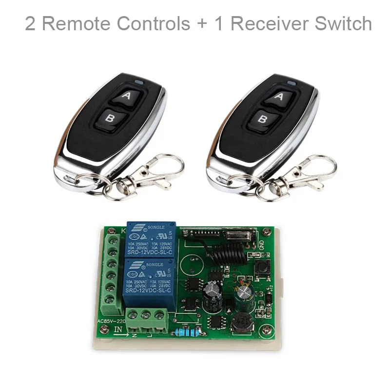 2 RC and 1 Receiver QIACHIP 433 МГц AC 110 В 220 В беспроводной 2CH РЧ передатчик дистанционное управление переключатель+ РЧ релейный приемник для светильник открывания двери гаража - Цвет: 2 RC and 1 Receiver