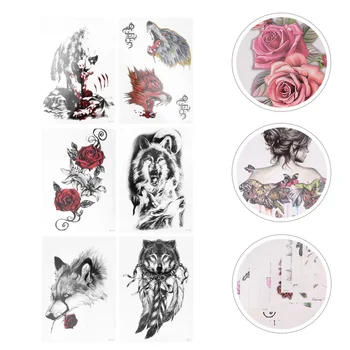 

6pcs Fake 3D Tattoos Realistic Temporary Sticker Decor Party Favors for Adults