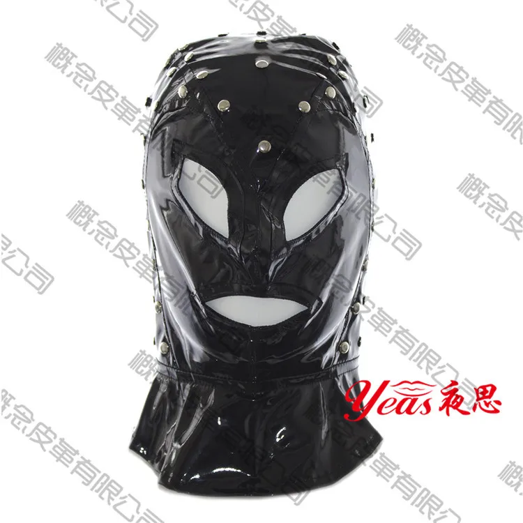 Adult Products Bound Leather Head Band with All Edges Included Lock Mask Rose Red Adjustable Head