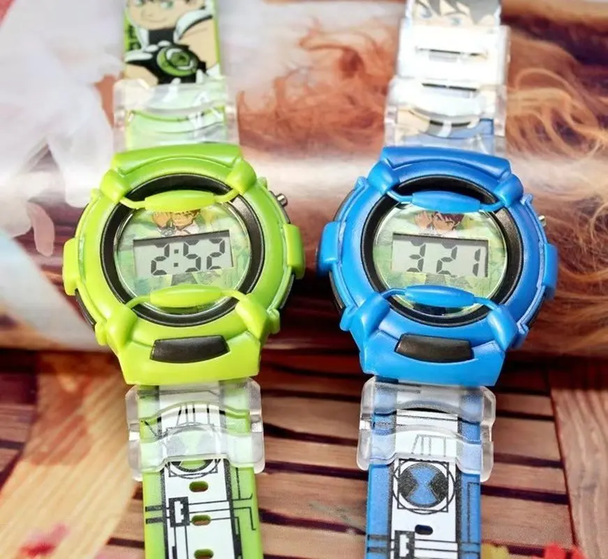 2019 Leisure silicone cute handsome cartoon watch boy fashion ben10 children electronic Clock kids watches kol 2