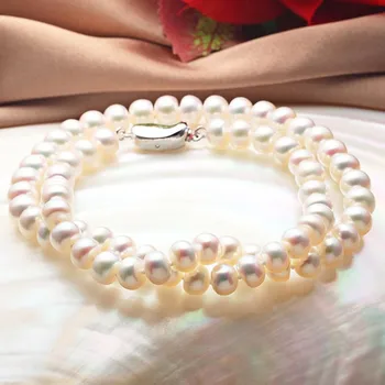 

Natural Freshwater Pearl AAA Grade Necklace 8-9mm Flawless Beads Silver Color Buckle Beautiful Women Jewelry Party Holiday Gifts