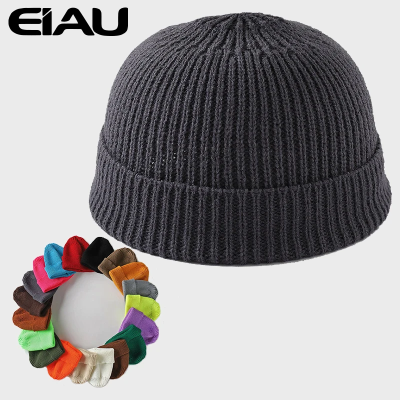Adult Women Knitted Skullcap Men Casual Crimping Hats Hip Hop Beanie