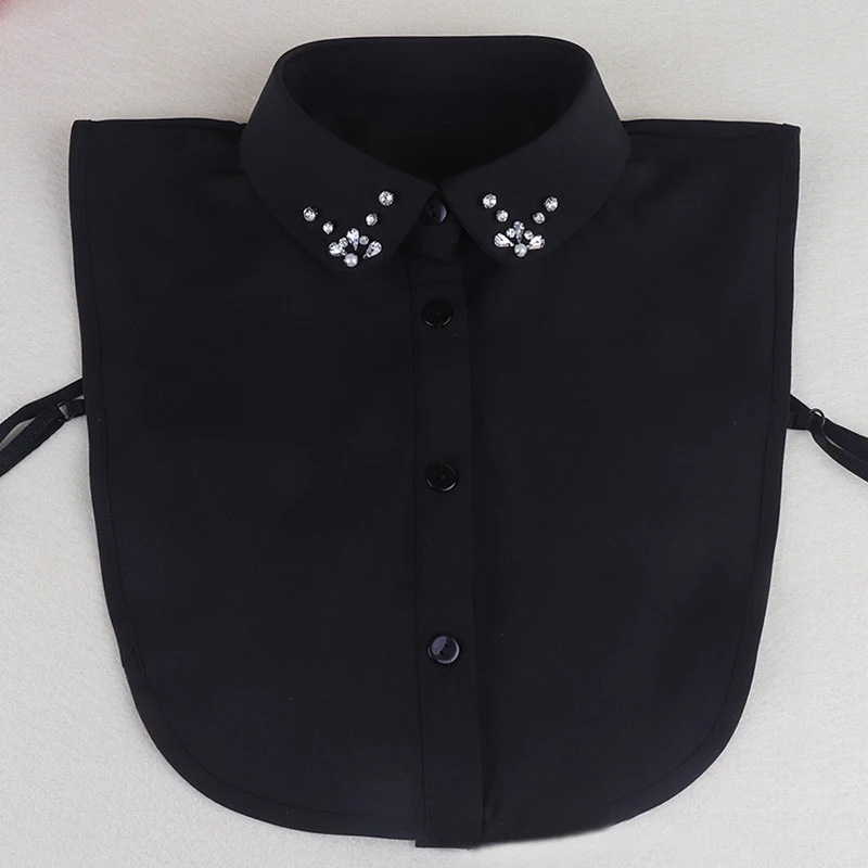 

Fashion Women's Chiffon Fake Collar Solid White Black Shirt False Collar Ladies Lapel Shirt Blouse Top Detachable Collar