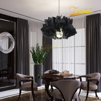 

Post-modern Fabric LED Glass Pendant Lamp Lighting Nordic Ball Pendant Lights Attic Black Pendant Light Interior Hanging Lamps