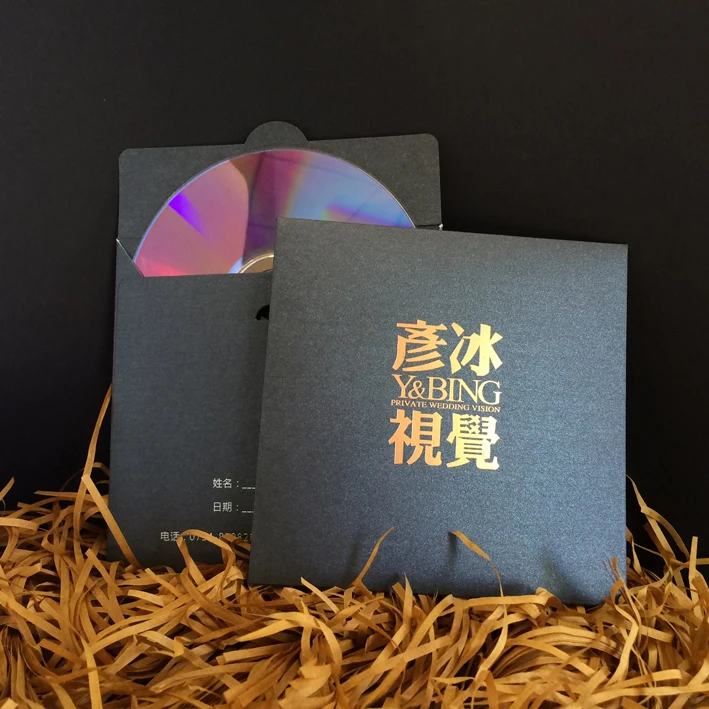 

50pcs Black Pearl Paper CD/DVD DISC Bag Hot Gold Custom Black/Red Pearl Paper Personal Music Album Photo Wedding Video Disc Box