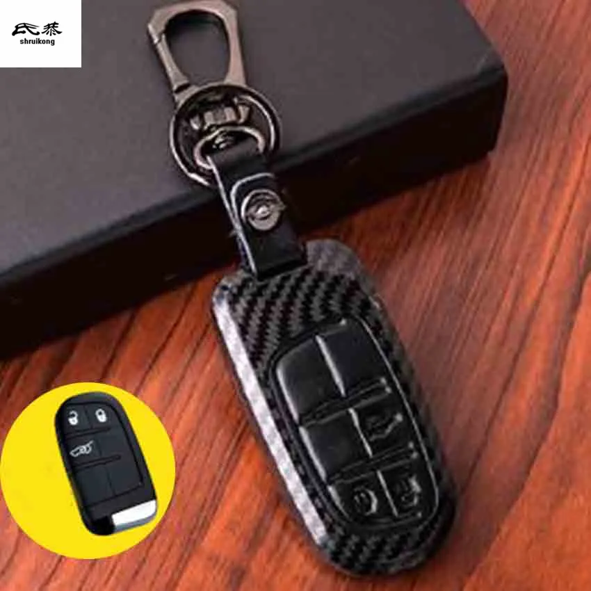 1 лот ABS углеродного волокна зерна ключи сумка чехол для Dodge Journey JCUV JEEP Renegade Grand Cherokee Компас