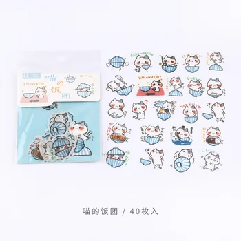 

40 pcs /Bag Kawaii Bowl Cats Decorative Stickers Notebook Computer Decor
