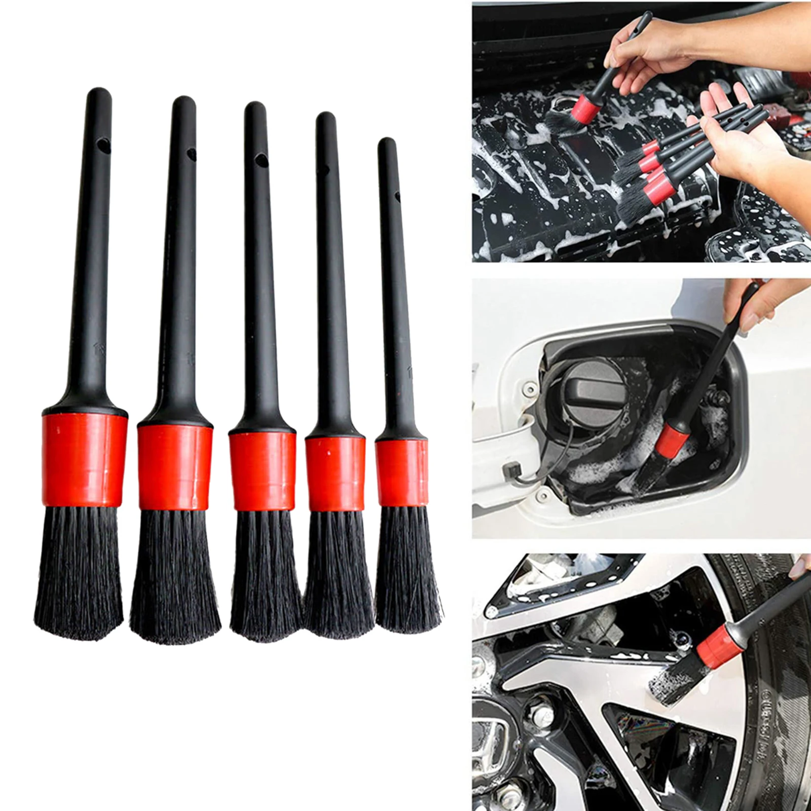5 uds cepillo para detalles de limpieza automática escobillas coche limpieza cepillo para detalles de lavado de coches accesorios tablero limpio cepillo herramienta