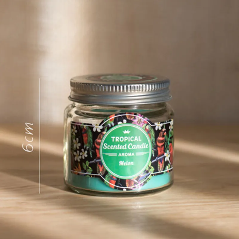 Canned melon small Растительная стеклянная масляная свеча аромат романтическая Бездымная свеча чашка кувшин вечерние восковые ароматические свечи на день рождения украшение дома QLB090 - Цвет: Canned melon small