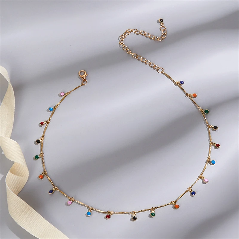 collares para mujer colgantes tous joyería mujer Collar cuentas coloridas bohemias para mujer, cadena con borlas para clavícula, joyería de fiesta hecha a mano, collares, 2021|Collares de - AliExpress