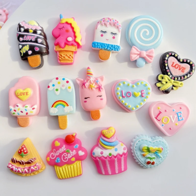 Cute Mini Cake Ice Cream Popsicle Flat Back Resin Cabochons 20Pcs Scrapbooking DIY Jewelry Craft Decoration Accessories G31 resin crafts accessories resin ornaments resin crafts ornament crafts