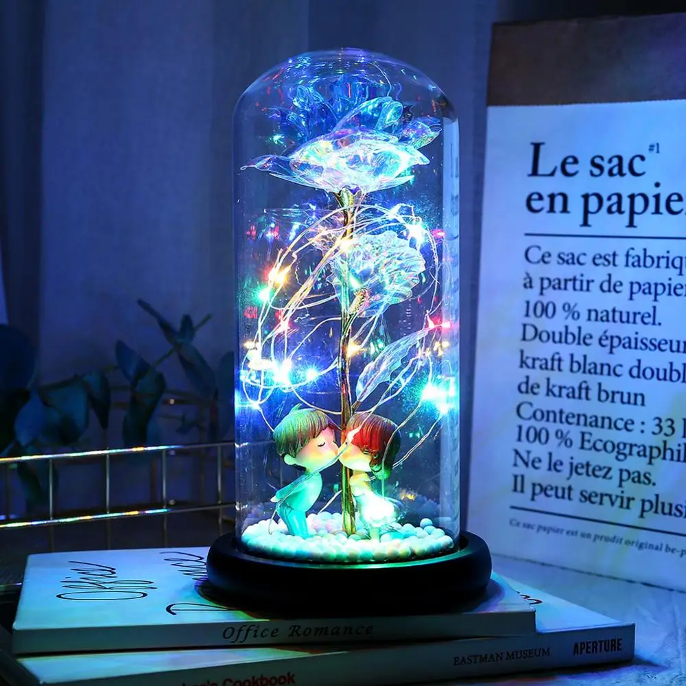 

Rose in Glass Dome LED Forever Rose Lamp for Christmas Valentine's Mother's Day Romantic Gift