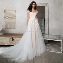 Свадебные платья трапециевидной формы с рукавами-крылышками, кружевные аппликации на пуговицах, иллюзия, свадебные платья для невесты со шлейфом, Vestido De Noiva